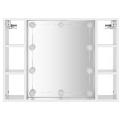 Speilskap med LED høyglans hvit 76x15x55 cm