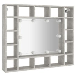 Speilskap med LED betonggrå 91x15x76,5 cm
