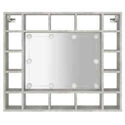 Speilskap med LED betonggrå 91x15x76,5 cm
