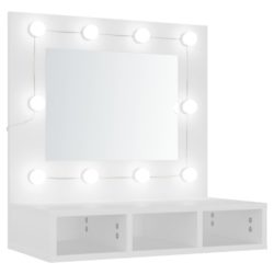 Speilskap med LED hvit 60×31,5×62 cm