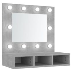 Speilskap med LED betonggrå 60×31,5×62 cm