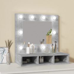 Speilskap med LED betonggrå 60×31,5×62 cm