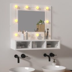 vidaXL Speilskap med LED høyglans hvit 60×31,5×62 cm