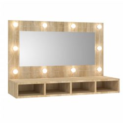 Speilskap med LED sonoma eik 90×31,5×62 cm