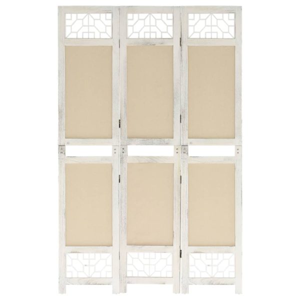 vidaXL Romdeler 3 paneler kremhvit 105×165 cm stoff