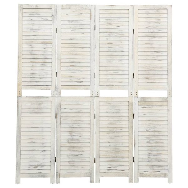 vidaXL Romdeler 4 paneler antikk hvit 140×165 cm tre