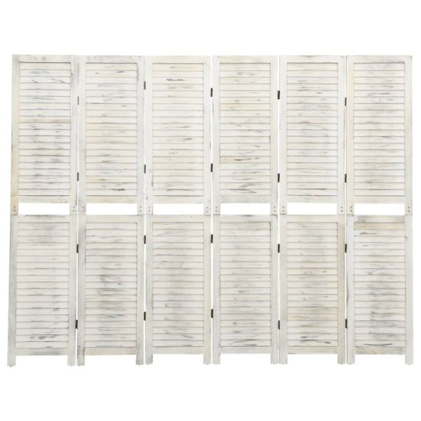 vidaXL Romdeler 5 paneler antikk hvit 215×166 cm heltre