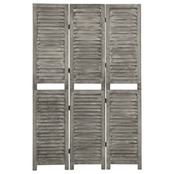 vidaXL Romdeler 3 paneler grå 106,5×166 cm heltre