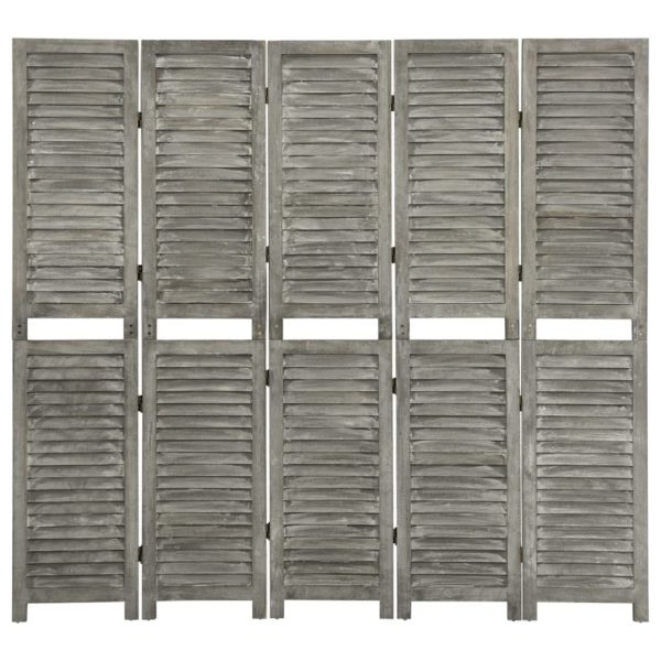 vidaXL Romdeler 5 paneler grå 179×166 cm heltre