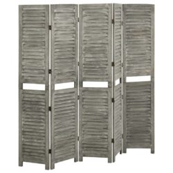 Romdeler 5 paneler grå 179×166 cm heltre