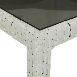 Hagebord 90x90x75 cm herdet glass og polyrotting hvit