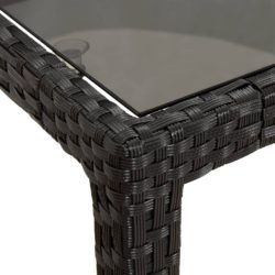 Hagebord 150x90x75 cm herdet glass og polyrotting svart