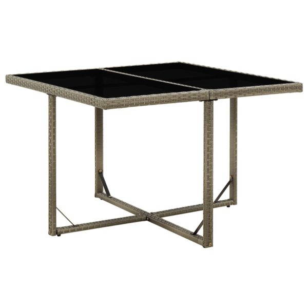 Hagebord grå 109x107x74 cm polyrotting og glass