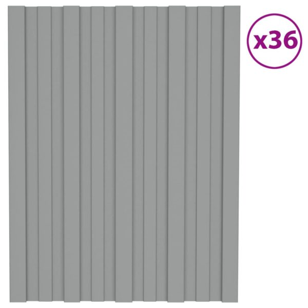vidaXL Takplater 36 stk grå 60×45 cm galvanisert stål