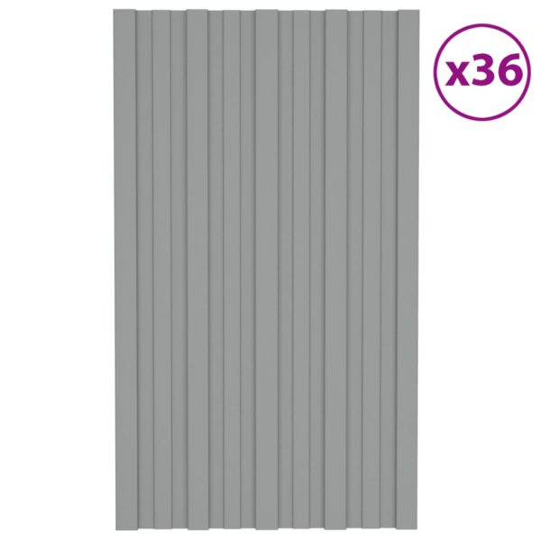 vidaXL Takplater 36 stk grå 80×45 cm galvanisert stål