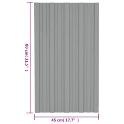 Takplater 36 stk grå 80×45 cm galvanisert stål