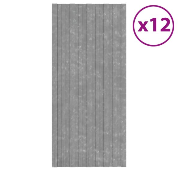 vidaXL Takplater 12 stk sølv 100×45 cm galvanisert stål