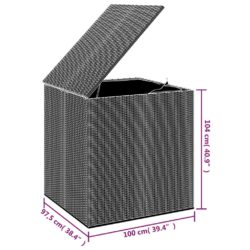 Utendørs putekasse PE-rotting 100×97,5×104 cm svart