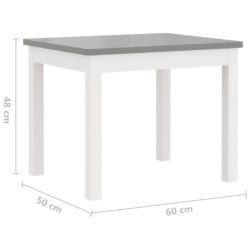 3-delers bord- og stolsett for barn hvit og grå MDF