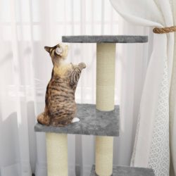Kattetre med klorestolper i sisal lysegrå 92 cm