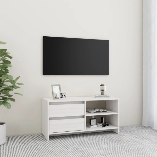 vidaXL TV-benk 80x31x39 cm heltre furu hvit