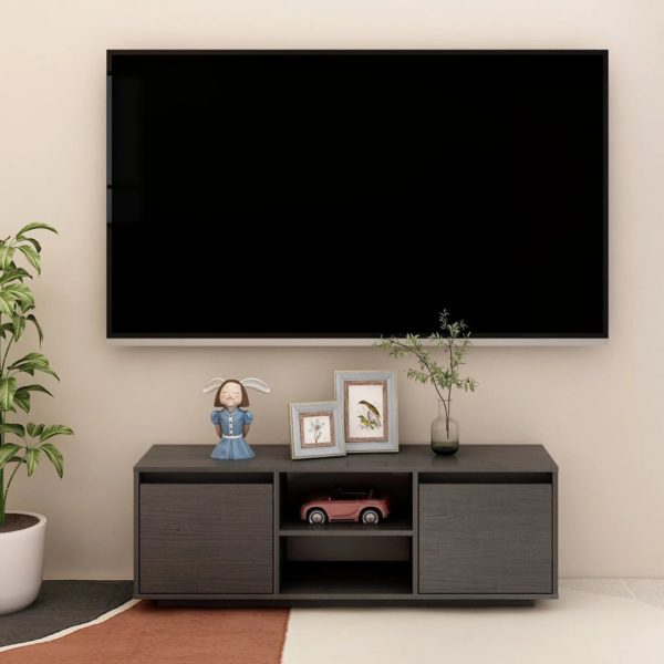 vidaXL TV-benk 110x30x40 cm heltre furu grå
