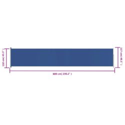 Uttrekkbar sidemarkise 117×600 cm blå