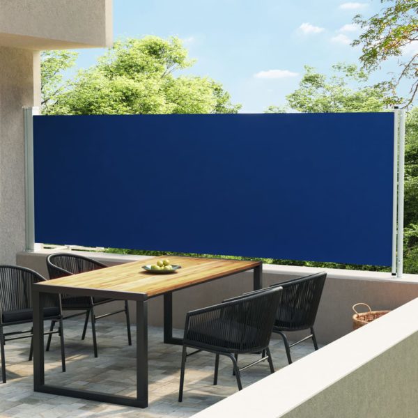 Uttrekkbar sidemarkise 160×600 cm blå