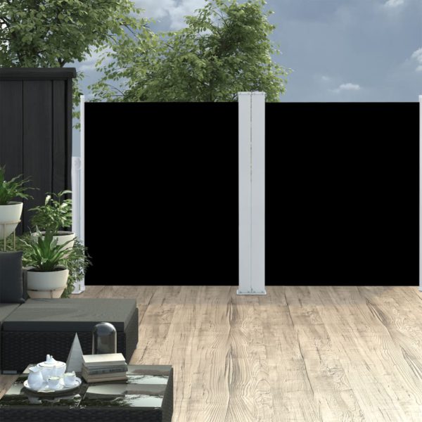 Uttrekkbar sidemarkise 140×600 cm svart
