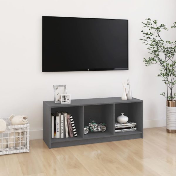 TV-benk grå 104x33x41 cm heltre furu