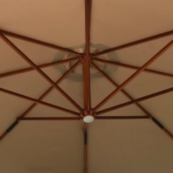 Hengeparasoll med trestang 350 cm gråbrun