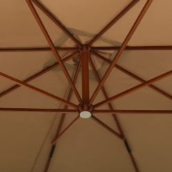 Hengeparasoll med trestang 300 cm gråbrun