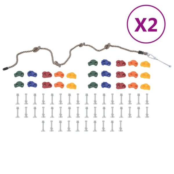 vidaXL Klatresteiner med tau 50 stk flerfarget