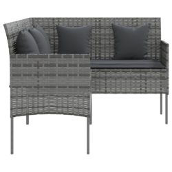 Sofa L-formet med puter polyrotting grå