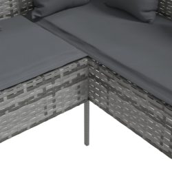 Sofa L-formet med puter polyrotting grå