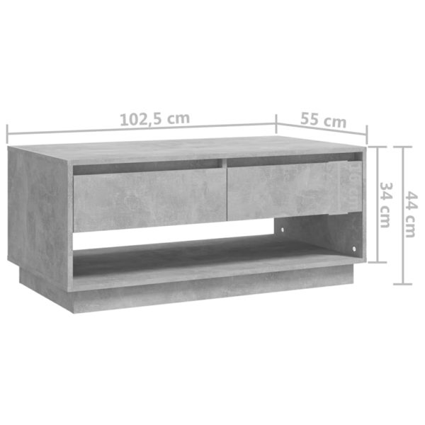 vidaXL Salongbord betonggrå 102,5x55x44 cm sponplate