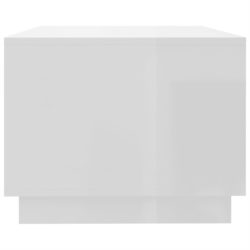 Salongbord høyglans hvit 102x55x43 cm sponplate