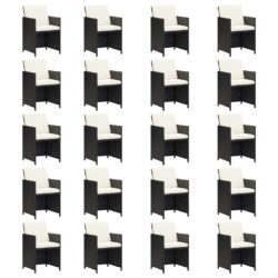Hagespisegruppe med puter 21 deler polyrotting svart