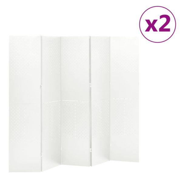 vidaXL Romdeler 4 paneler 2 stk hvit 200×180 cm stål