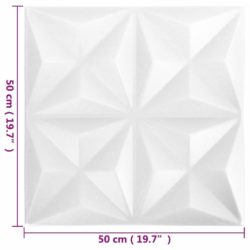 vidaXL 3D-veggpaneler 24 stk 50×50 cm origami hvit 6 m²