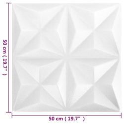 3D-veggpaneler 48 stk 50×50 cm origami hvit 12 m²