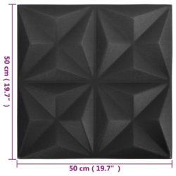 3D-veggpaneler 24 stk 50×50 cm origami svart 6 m²