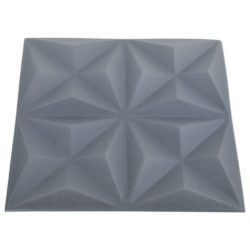 3D-veggpaneler 24 stk 50×50 cm origami grå 6 m²