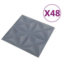 vidaXL 3D-veggpaneler 48 stk 50×50 cm origami grå 12 m²
