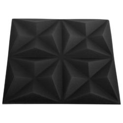 vidaXL 3D-veggpaneler 12 stk 50×50 cm origami svart 3 m²