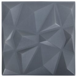 vidaXL 3D-veggpaneler 12 stk 50×50 cm diamant grå 3 m²