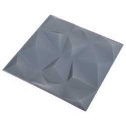 vidaXL 3D-veggpaneler 12 stk 50×50 cm diamant grå 3 m²