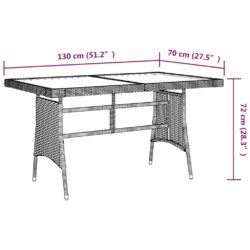 Hagebord grå 130x70x72 cm polyrotting og heltre akasie