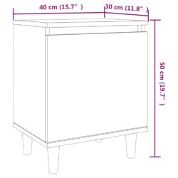 Nattbord med ben i heltre brun eik 40x30x50 cm