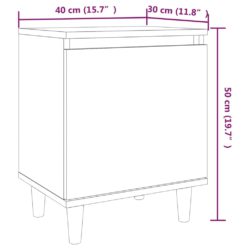 Nattbord med ben i heltre 2 stk brun eik 40x30x50 cm